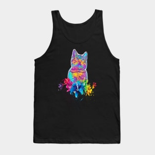 CAT FLOWERS RAINBOW Tank Top